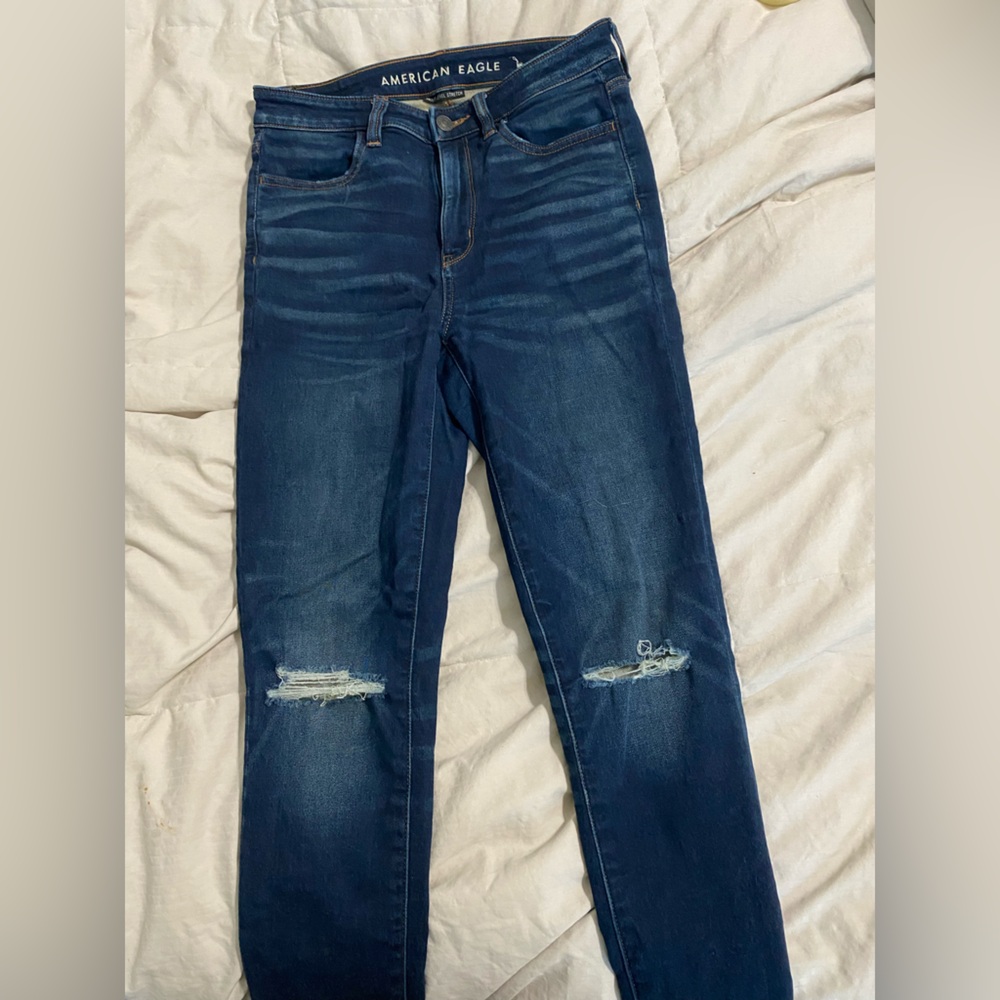 American Eagle Outfitters Dark Blue distressed Skinny Jeans